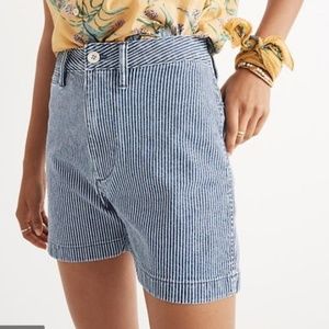 Madewell Emmett Striped High Rise Denim Shorts